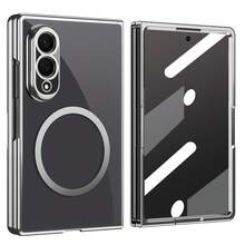 VIETAO 電鍍透明磁吸無線充電手機殼，相容 Galaxy Z Fold 8 Ultra 7 6 5 4，時尚薄型手機殼，相容 iPhone Duo - 銀色 - 查看 11