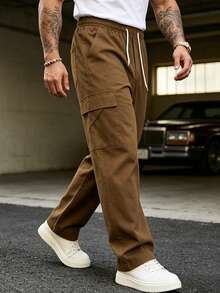 Men's Casual Sports Pants, Outdoor Durable Straight Leg Cargo Pants With Multiple Pockets, Suitable As Gift For Husband, Father, Friends - Brown - View 3