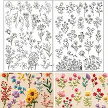 海洋動物刺繡圖案水溶性手工刺繡襯布，可水洗溶解刺繡襯布花卉貼紙刺繡紙，預印刺繡圖案紙適用於雕刻、襯衫、夾克、包包、毛巾 - A204 - 查看 16
