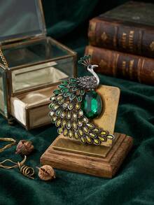 Vintage Peacock Brooch For Women Rhinestone Bird Pin Party Banquet Jewelry Accessory Gift - Peacock - View 18