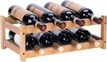 Bamboo Wine Bottle Rack, Small Double-Tier Wine Rack, Holds 8 Bottles, Suitable As A Tabletop Wine Display Rack For Restaurant Counters. Dimensions: 45 * 23.5 * 16.5 Cm - View 9