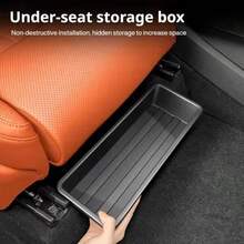 1pc Car Seat Under Storage Box, Fits Most Car Models, Front And Rear Seat Space Organizer, Hidden Tray, Efficient Car Parts Storage, Car Storage Box - Solid Black - View 2