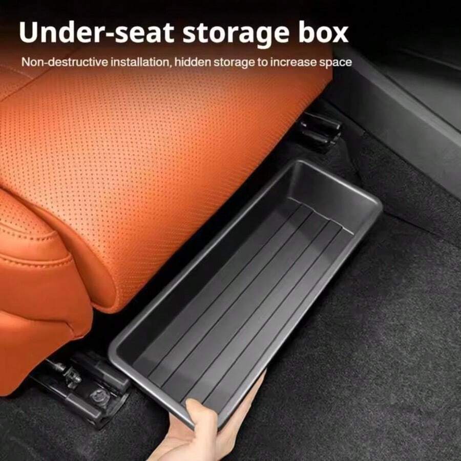 1pc Car Seat Under Storage Box, Fits Most Car Models, Front And Rear Seat Space Organizer, Hidden Tray, Efficient Car Parts Storage, Car Storage Box