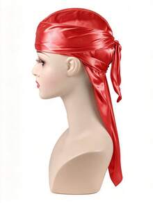 Satin Durag For Men, Silky Smooth Long Tail Do Rag, Soft Stretch Wave Cap, Breathable Hair Wrap For 360 Waves, Streetwear Headwear, Holiday Gift - A - View 4