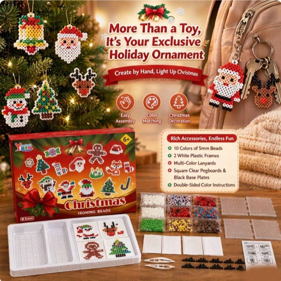 Christmas Perler Beads Gift Box 5.0mm Large Beads Easy Assembly Full Set Material Kit - Multicolor - View 1