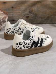 Autumn New Leopard Print Kids Casual Sneakers Colorblock Retro Sports Shoes Hook And Loop Non-Slip Baby Shoes - Beige - View 6