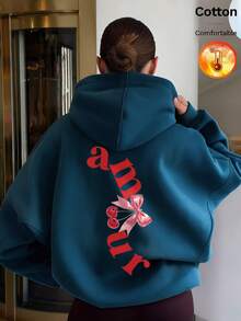 Autumn/Winter Letter Bow Back Print Y2K Style - Cow Blue - View 11