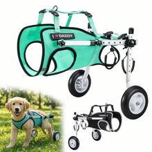 Black/Green Dog Rear Wheelchair With Leash - Lightweight Portable Wheelchair With Reflective Strips, Adjustable Pet Wheelchair, Suitable For Senior Dogs, Injured Or Disabled Dogs, Dog Wheelchair Harness Set With Leash, Suitable For Disabled Pet Rear Legs, Helping Pet Rear Limb Disability, Recovery Of Mobility (Suitable For Dogs Within 11-40lb) - Multicolor - View 1