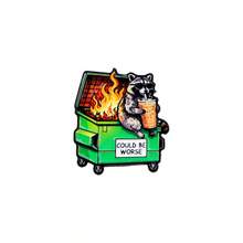 Funny Raccoon Dumpster Fire Enamel Pin, "Could Be Worse" Slogan Brooch, Cartoon Animal Badge For Backpack Hat Clothing Decor, Humorous Gift - Multicolor - View 14