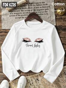 Girls' Cute Printed Long-Sleeve Casual Sports T-Shirt With Set-In Sleeves And A Round Neckline - White - View 1