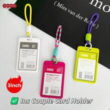 Ins Style Couple Card Holder Keychain Integrated Transit Campus Card Access Card ID Badge Holder Photo Protective Sleeve Transparent Card Pouch, Couple Users, Middle And High School Students, Office Workers, Card Storage, Photo Dust-Proof, Portable, Birthday Gift, Holiday Gift, Collectible Storage, Commute Travel, Campus Use, Desk Organization, Creative Collection, DIY Decoration - A - View 2