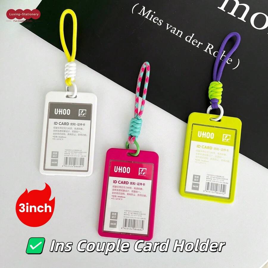 Ins Style Couple Card Holder Keychain Integrated Transit Campus Card Access Card ID Badge Holder Photo Protective Sleeve Transparent Card Pouch, Couple Users, Middle And High School Students, Office Workers, Card Storage, Photo Dust-Proof, Portable, Birthday Gift, Holiday Gift, Collectible Storage, Commute Travel, Campus Use, Desk Organization, Creative Collection, DIY Decoration