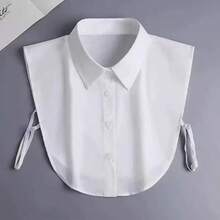 4/2/1pc Solid Color Detachable Half Shirt Fake Collar, Neutral Versatile Pointed Collar Fake Shirt Collar, Suitable For Matching With Sweaters And Coats - Multicolor - View 4