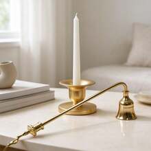 1pc Gold Long Handle Candle Extinguisher, Elegant Bell-Shaped Candle Snuffer, Safely Extinguish Pillar Candles, Jar Candles And Taper Candles, Smokeless And Stain-Free, Quick Extinguishing, Vintage Polished Metal Candle Accessory, Suitable For Home Decor, Dining Table, Wedding Party, Spa - Multicolor - View 14