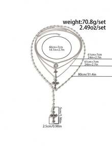 4pcs Gothic Punk Cross Pendant Necklace, Long Metal Chain Necklace Set, Can Be Worn Separately Or Layered, Men's Unique Charm Jewelry, Holiday Gift - Antique Silver - View 7