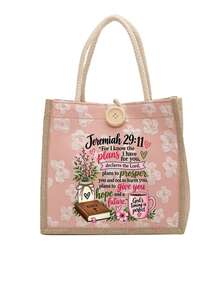 Tas Tangan Motif Ayat Alkitab, Tas Kanvas Motif Ayat Alkitab, Tas Kosmetik, Tas Penyimpanan, Tas Belanja, Tas Penyimpanan Multifungsi, Tas Belanja untuk Wanita Saleh, Kelompok Studi Alkitab, Pembaptisan, Natal, dan Ulang Tahun - MultiWarna - View 15