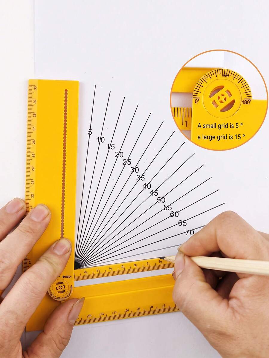Multifunctional Ruler, Adjustable Measuring Tool With Straightedge, Protractor & Compass Functions, For Students, Artists & Diy Users, Drawing Arcs, Parallel Lines & Measuring Angles, Lengths & Sizes - Multicolor - View 1
