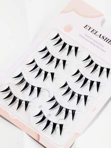5 Pairs Pointed Cartoon Style False Eyelashes, Transparent Stem, Cosplay Extended False Eyelashes, 10-13mm - Black - View 2