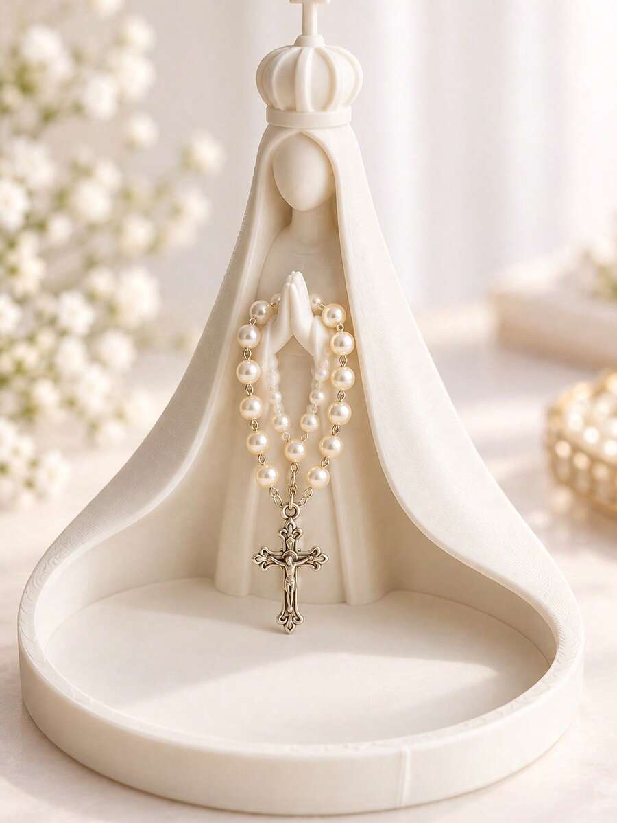 Virgin Mary Statue Jewelry Tray,3d-Printed Jewelry Tray,Desktop Organizer, Suitable For Earrings, Rings, Necklaces, Bracelets, Keys And Other Jewelry Storage, Ideal Religious Gift,Christmas Gift - Multicolor - View 1