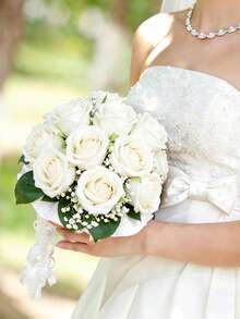 1/5/9pcs Artificial Velvet White Rose Bouquet, Bulk Wholesale, Suitable For Wedding Table Flowers, Bridal Bouquet, Home Decor, Room Arrangement, Christmas Decoration - White - View 7