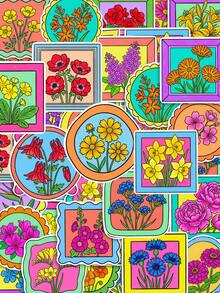 50Pcs Hand-Drawn Doodle Frame Journal Stickers, Colorful Frame Theme Design, Hand-Drawn Motifs Of Flower Frames, Leaf Borders, Colorful Rectangle Frames, Round Decorative Frames, For Bike, Books, Journal, Tumbler, Skateboard, Document Box Decor - Multicolor - View 1