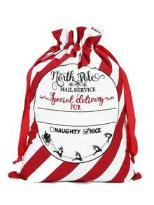 Large 27-Inch Christmas Santa Canvas Drawstring Gift Bag, Reusable Personalized Best Gift Bag For Christmas Package Storage And Christmas Party Supplies - Red - View 7