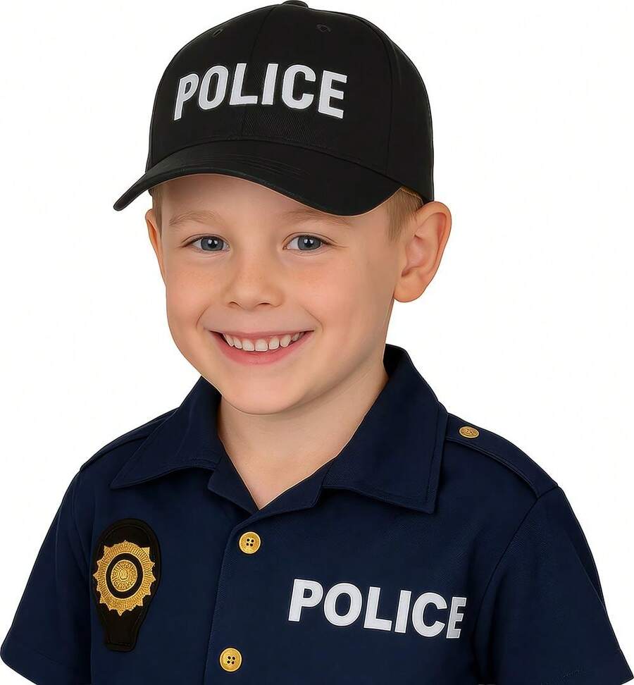 Rubies Children's Police Cap, Black Costume Hat With Visor And "Police" Text, Fun Accessory, Ideal For Carnival And Theme Parties - Multicolor - View 1