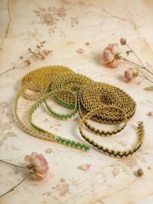 3 Yard Braid Lace Trim, 1/2 Inch Green Gimp Braid Trim Gold Metallic Glitter Woven Braid Lace Trimming Polyester Upholstery Decorative Fabric Ribbon For Sewing Making Home Curtain Decor Costume Crafts AccessoriesBraid Trim - Multi-color - View 6