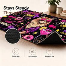 1pc Retro Neon Cool Cat Desk Mat, Y2K Palm Tree Donut Cherry Print Large Gaming Mouse Pad, Non Slip Desktop Protector For Game Room - View 7