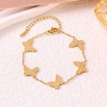 New Women's Gold-Plated Butterfly Stainless Steel Bracelet, Fashion Design, Gift For Girlfriend And Family, Christmas And New Year Gift - Butterfly - View 2