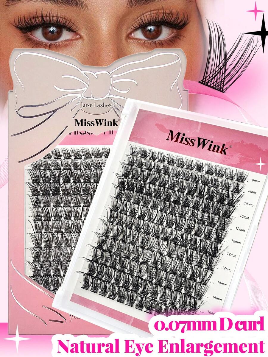 Miss Wink 144簇超濃密自然寬梗單根接睫毛 8-16mm混長 0.07mm D捲度 濃密漫畫感接睫毛 適合居家DIY客製化 貓眼妝感 適合外出、派對、日常妝容或節日活動佩戴 適合送給女孩或女性的禮物