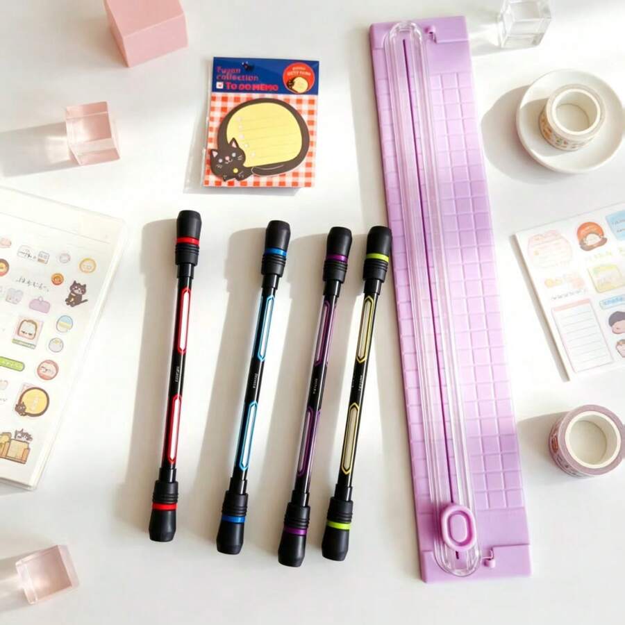 Rotary Writing Pen Beginner Student Rotary Writing Stress-Reducing Pen Primary And Secondary School Student Competition Rotating Pen For Writing Competition Rotating Pen For Writing Random Color - A - View 1