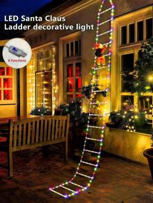 59.06IN Christmas Ladder Light, USB Powered LED Christmas Candy Ladder Light, Decorative Ladder Light, USB Powered, Suitable For Home, Porch, Window, Wall, Christmas Tree Outdoor Indoor Decoration, Christmas Holiday String Lights Pendant, Santa Claus Climbing Ladder Light Decoration, Yard Lawn Holiday Decoration Atmosphere Light, Porch Hallway Landscape Light Wall Lamp - Christmas Ladder Lights - View 3
