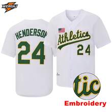 Men's #24 Rickey Henderson Oakland Athletics 1990 White Baseball Jersey,"Man Of Steal"Embroidered Baseball Clothing,Fan Commemorate Gift - White - View 1