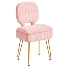 Folding Velvet Vanity Chair With Storage For Makeup Room - Pink - View 6