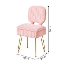 Folding Velvet Vanity Chair With Storage For Makeup Room - White - View 7