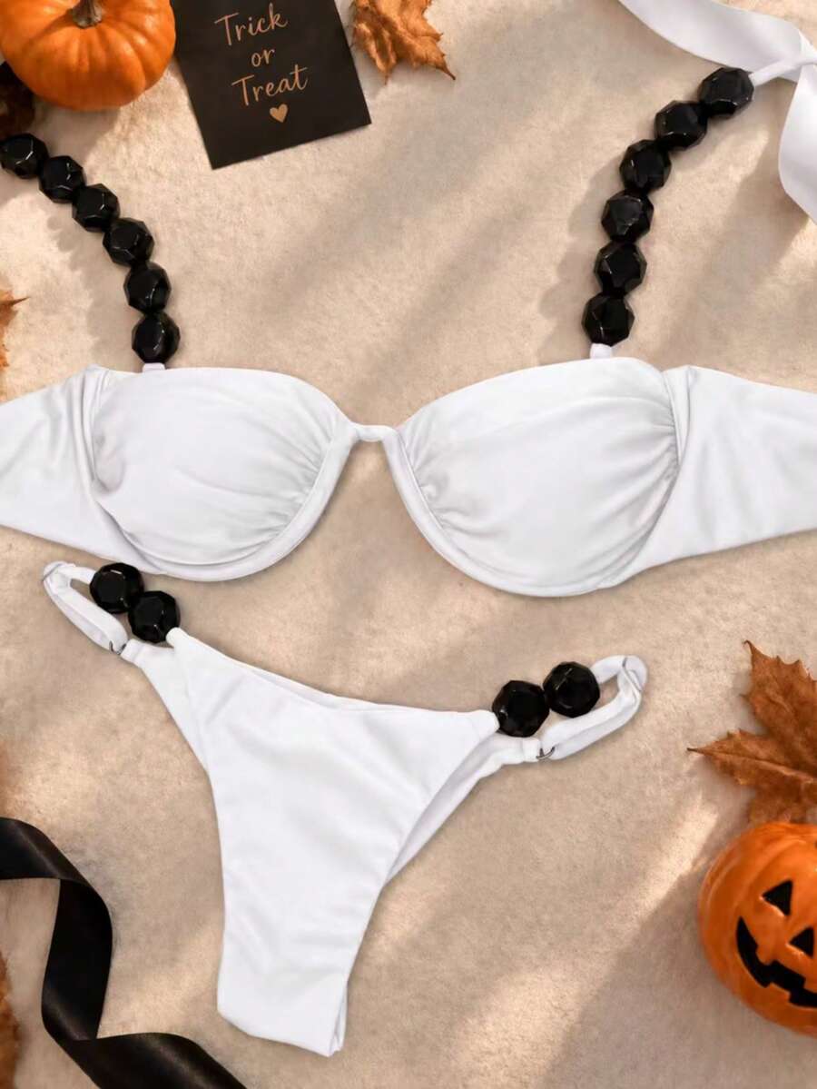 Official New Sexy Bikini Swimsuit From Polovedo, Suitable For Beaches, Vacations, Parties, Spring And Summer Dates, And Halloween - White - View 1