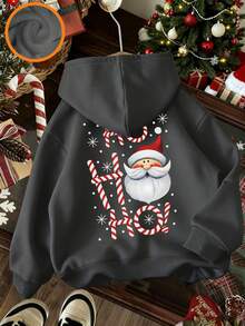 Sweatshirt Anak Laki-Laki Usia Remaja dengan Motif Lucu, Sweatshirt Pullover Hangat & Nyaman dengan Lapisan Termal untuk Musim Gugur/Dingin - Dark Grey - View 1