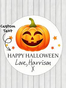 Personalised Halloween Stickers, Custom Pumpkin Labels, Cute Spooky Decals For Kids Party Favors, Treat Bags, Envelopes, Halloween Decorations - Multicolor - View 1