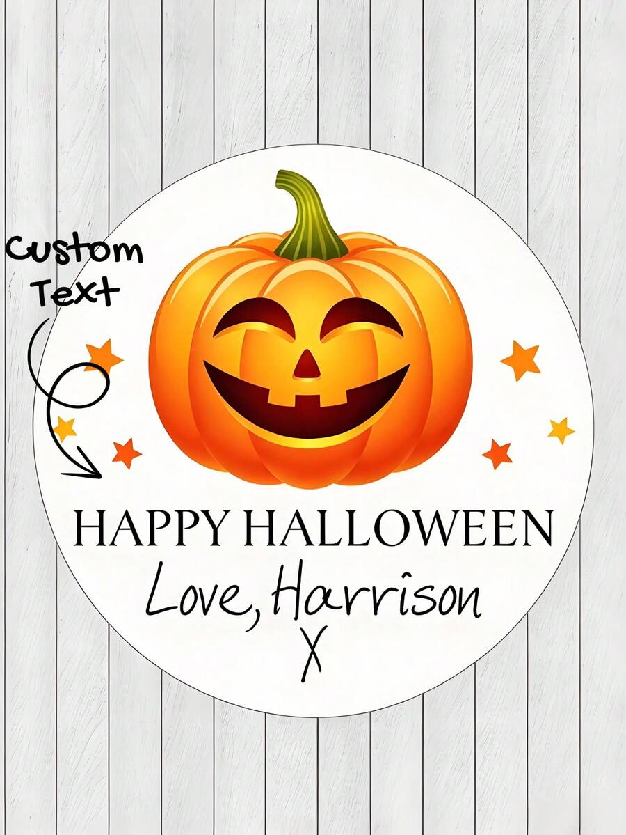 Personalised Halloween Stickers, Custom Pumpkin Labels, Cute Spooky Decals For Kids Party Favors, Treat Bags, Envelopes, Halloween Decorations - Multicolor - View 1