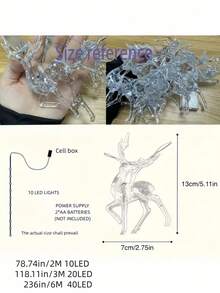 Christmas LED Reindeer String Lights, Suitable For Christmas Tree, New Year, Curtain, Indoor, Party, Bedroom Decoration, Battery Box Powered (Batteries Not Included), New Year Gift, Christmas Decoration Atmosphere Light - S1 Reindeer String Lights - View 12