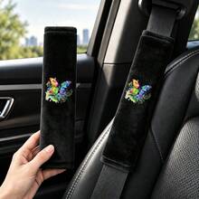 2pcs Crystal Velvet Seat Belt Shoulder Pads, Butterfly Pattern Seat Belt Shoulder Covers, Soft & Comfortable Seat Belt Protectors, Car Interior Accessories - Crystal Velvet Shoulder Protector - View 8