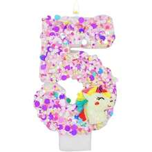 1-7 Number Birthday Candle,Happy Birthday Cake Candle, Unicorn Themed Party Supplies - Multicolor - View 10