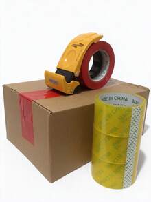 1 Pack 6cm Heavy Duty Tape Gun Dispenser With 30m Tape, One-Handed Carton Sealing Tool & Cutter, Ergonomic Box Taping Gun For Shipping, Moving, Warehouse, Packaging - Multicolor - View 2