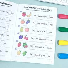 Children's English Vocabulary Spelling Practice Workbook, Complete Word First Letter From Pictures, Colorful Illustrations With English Phrases, Suitable For English Enlightenment, Home Learning And Classroom Practice, Back To School Learning Supplies Student Holiday Gift - Multicolor - View 3
