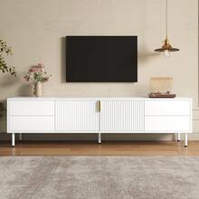 TV Stand TV Cabinet TV Console With Drawers Fluted Door Metal Handle Metal Legs Cable Management Living Room - White - View 1