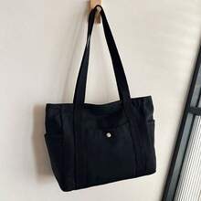 1 Large Capacity Canvas Tote Bag, Multi-Pocket Shoulder Bag, Reusable Shopping Bag, Comfortable Handle, Easy To Carry, Suitable For Daily Use And Gifting, Portable Handbag, Suitable For School, Work, Travel And Shopping - Multicolor - View 5