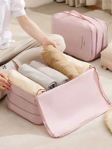Compressible Travel Clothes Storage Bag With Compartments, Large Capacity Lightweight Dust-Proof Organizer Bag For Home Storage, Suitable For Quilts And Down Jackets, Multi-Functional Oxford Bag For Travel, Vacation And Daily Use - Multicolor - View 3