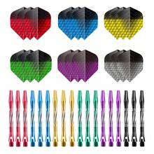 6pcs Dart Accessories Set, Dual-Color Integrated Aluminum Dart Shafts With Gradient Mesh Dart Flights, 3 Color Styles Available, 2BA Universal Thread, Suitable For Soft Or Hard Tip Darts, With Engraved Anti-Slip Texture, Lightweight Durable Easy To Install, Dart Modification Spare Parts, Leisure Entertainment Throwing Accessories, Suitable For Dart Players Collection And Replacement - Multicolor - View 1