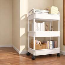 3-Tier Metal Utility Cart, Metal Storage Rack, Rolling Cart With Wooden Top, Multi-Functional Storage Rack With Wheels, Durable Steel Frame, Suitable For Kitchen, Office, Bedroom, Living Room - View 13